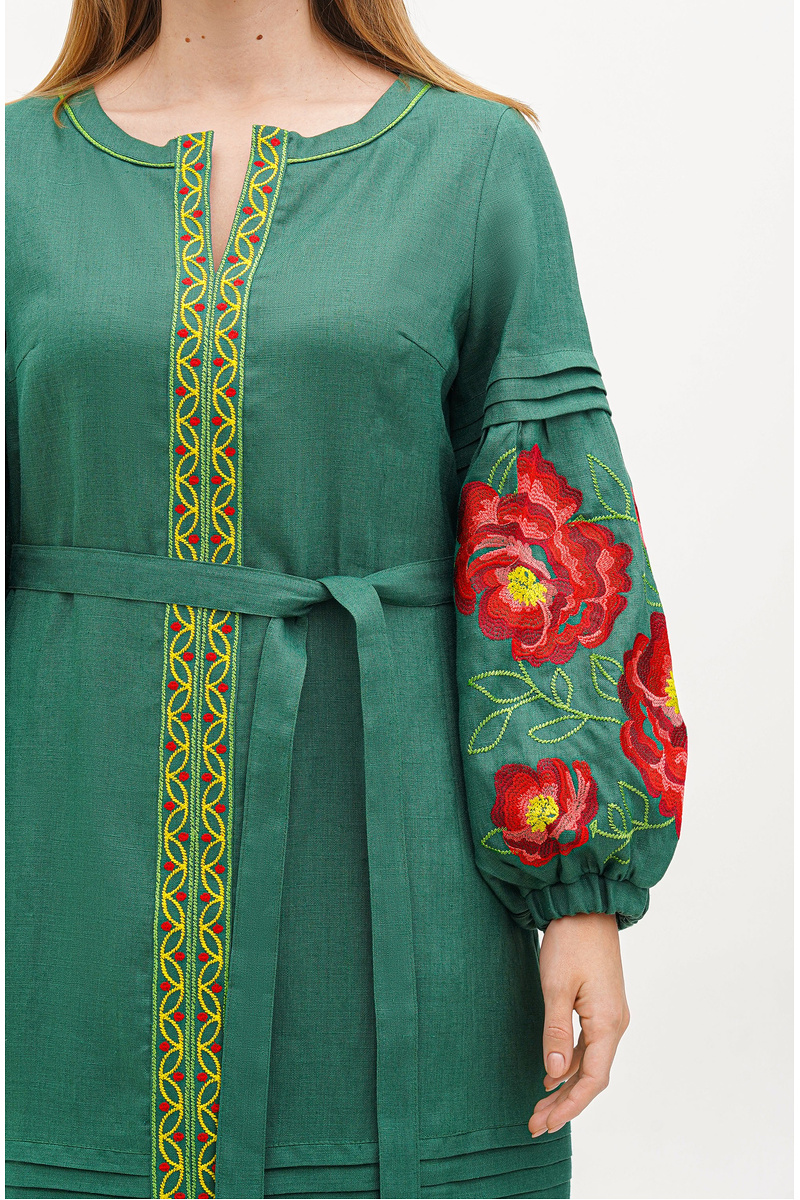Embroidered dress "Olga" green